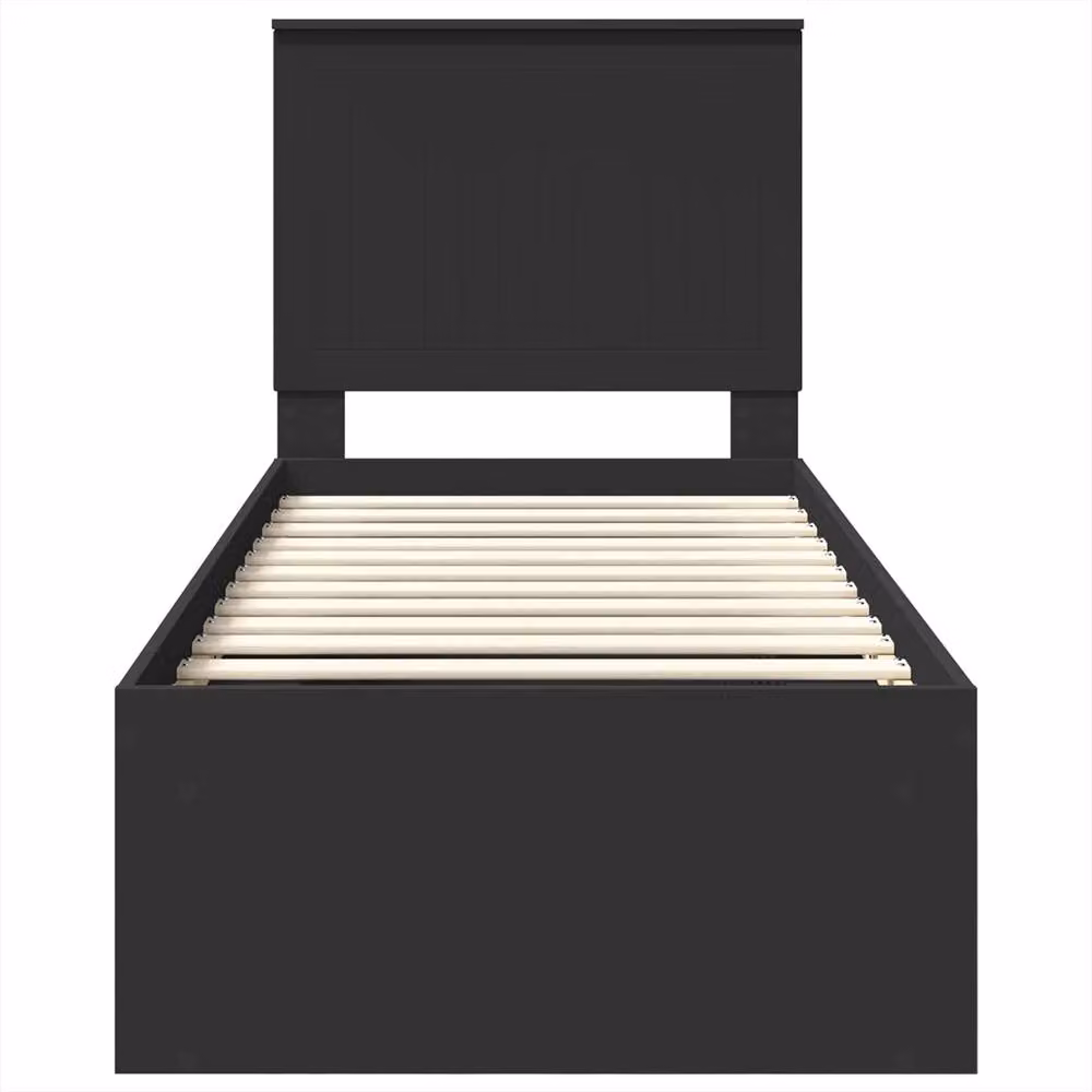 Berkfield Home Modern Bed Frame with Headboard in Black Solid Pine Wood, W: 75 cm, L: 190 cm – 3