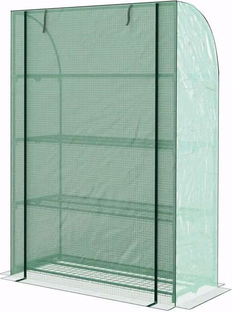 NESTLUNE Mini Green House with 4 Tier Shelves, Green, H 170 x W 120 x D 50 cm – 1