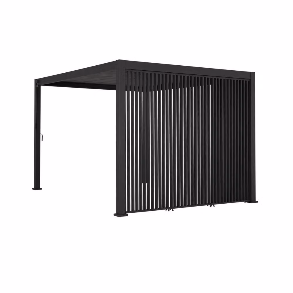 Sweekeet Aluminium Louvered Pergola in Dark Grey, W 4 m x D 3 m, including 3 x 130 cm Vertical Louver Panels – 2