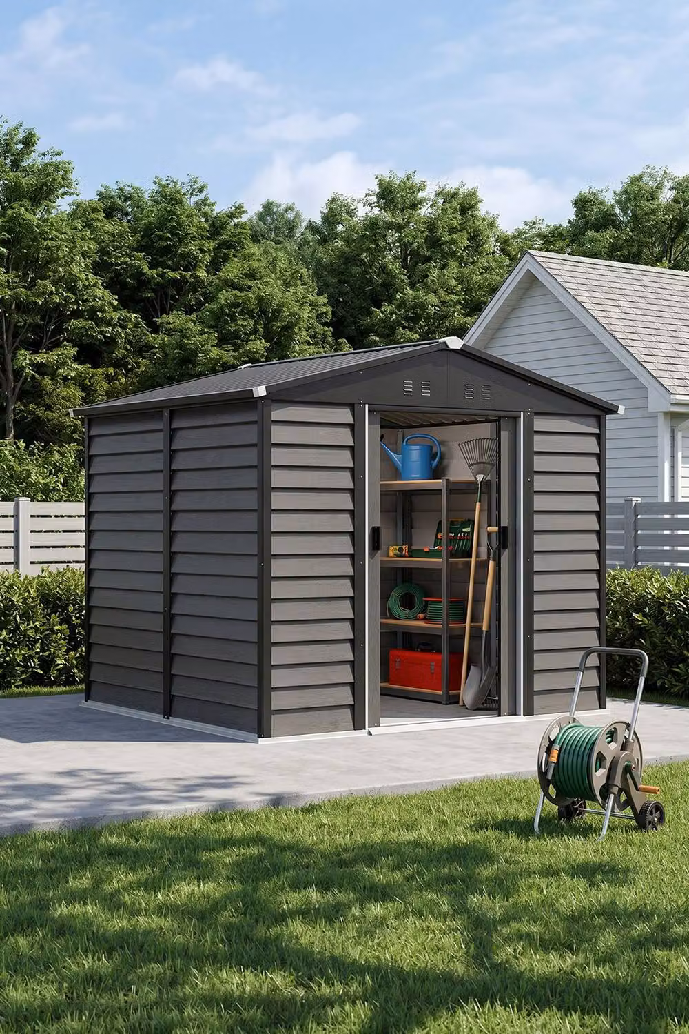 Garden Sanctuary Gable Outdoor Garden Storage Shed in Grey – 2