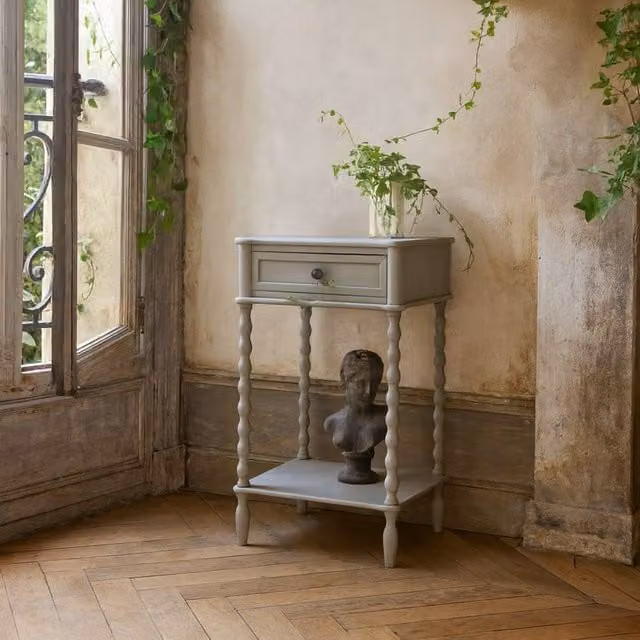 Wyld Haus Thuy Grey Wooden Bedside Table with One Drawer and Lower Shelf