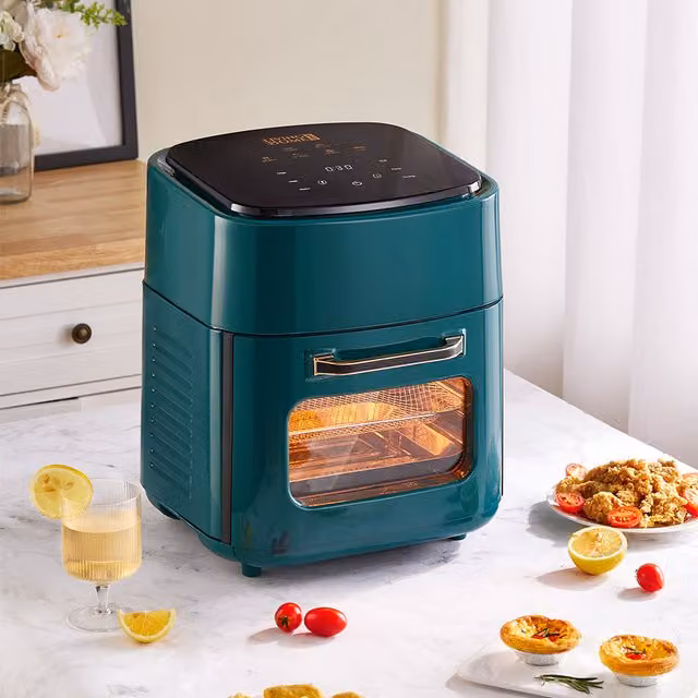 Livingandhome 3-Tier Digital Air Fryer with Hot Air Circulation and Digital Display, Green