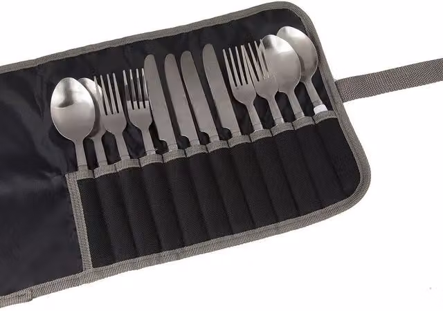 Regatta 4 Person Coated Stainless Steel Cutlery Set in Black and Grey with Case – 1