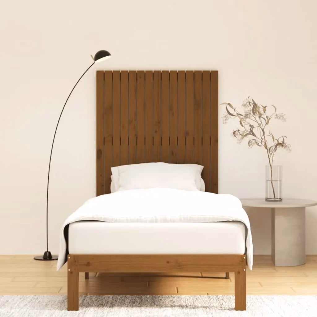Berkfield Home Rustic Solid Wood Pine Wall Headboard, Honey Brown, W: 110 cm, H: 95.5 cm, D: 3 cm – 2