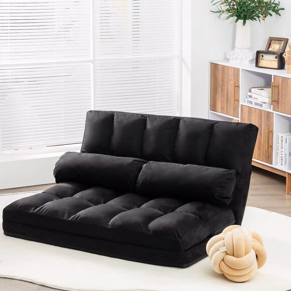 Costway Adjustable 6-Position Foldable Floor Sofa Bed in Black – 4
