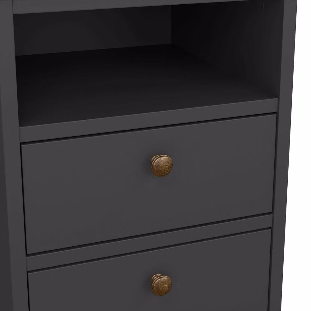 Wyld Haus Osaka Farmhouse Bedside Table in Grey with 2 Drawers, W/D/H: 40.0 x 43.6 x 58.8 cm – 5