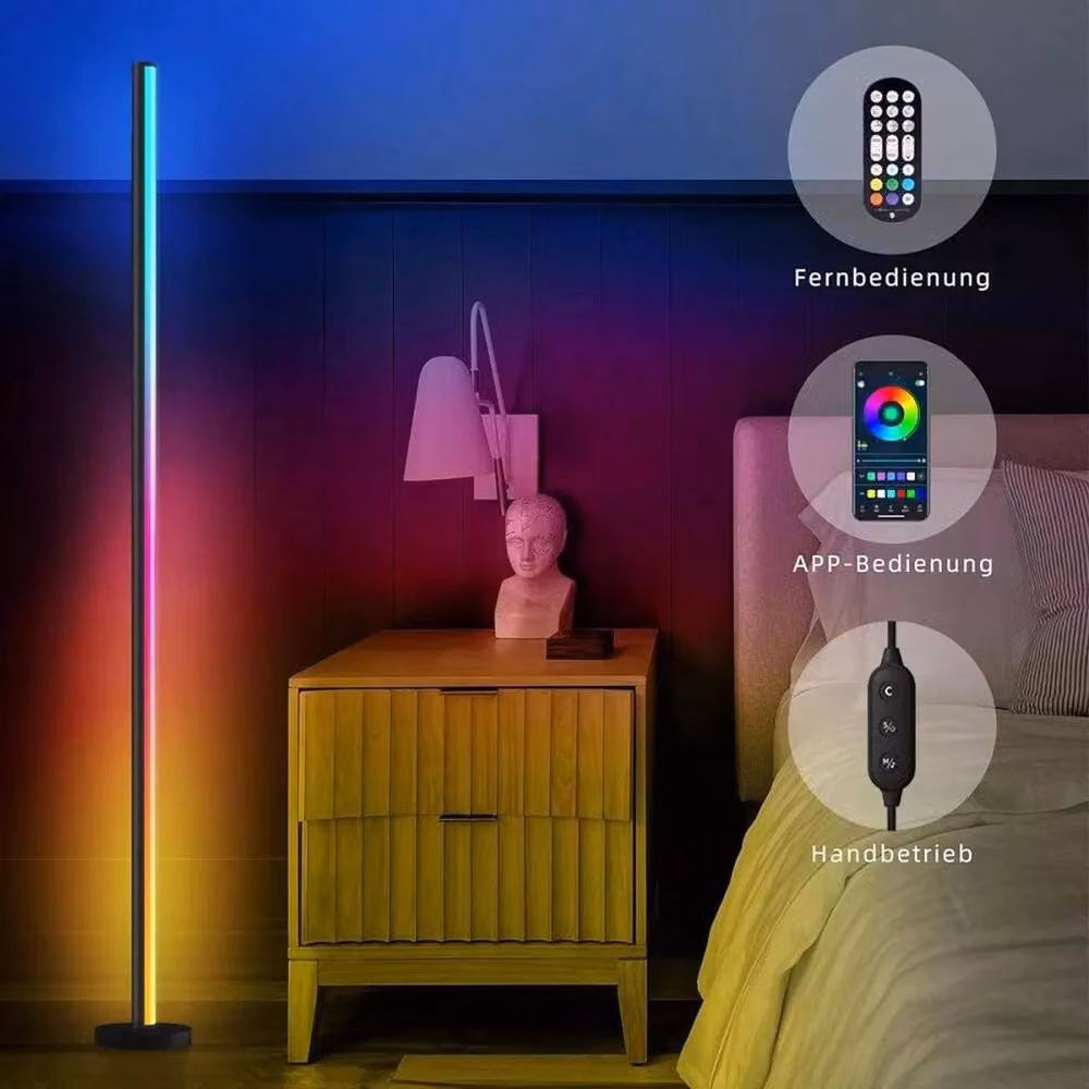 Kelvenix RGBIC Metal Minimalist Mood Floor Lamp in Black with Remote Control and Timer – 3