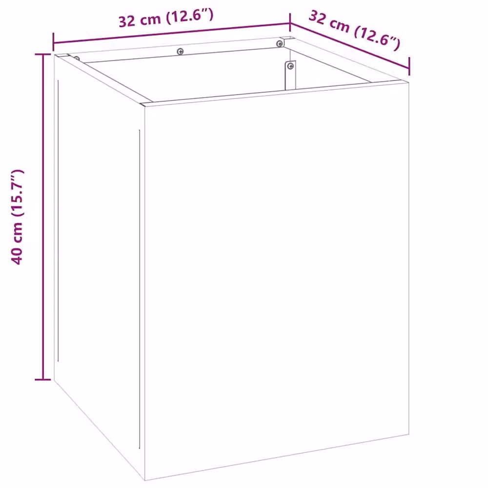 Berkfield Home Silver Galvanised Steel Garden Planter Tub W: 40.0 cm, D: 32.0 cm, H: 32.0 cm – 3