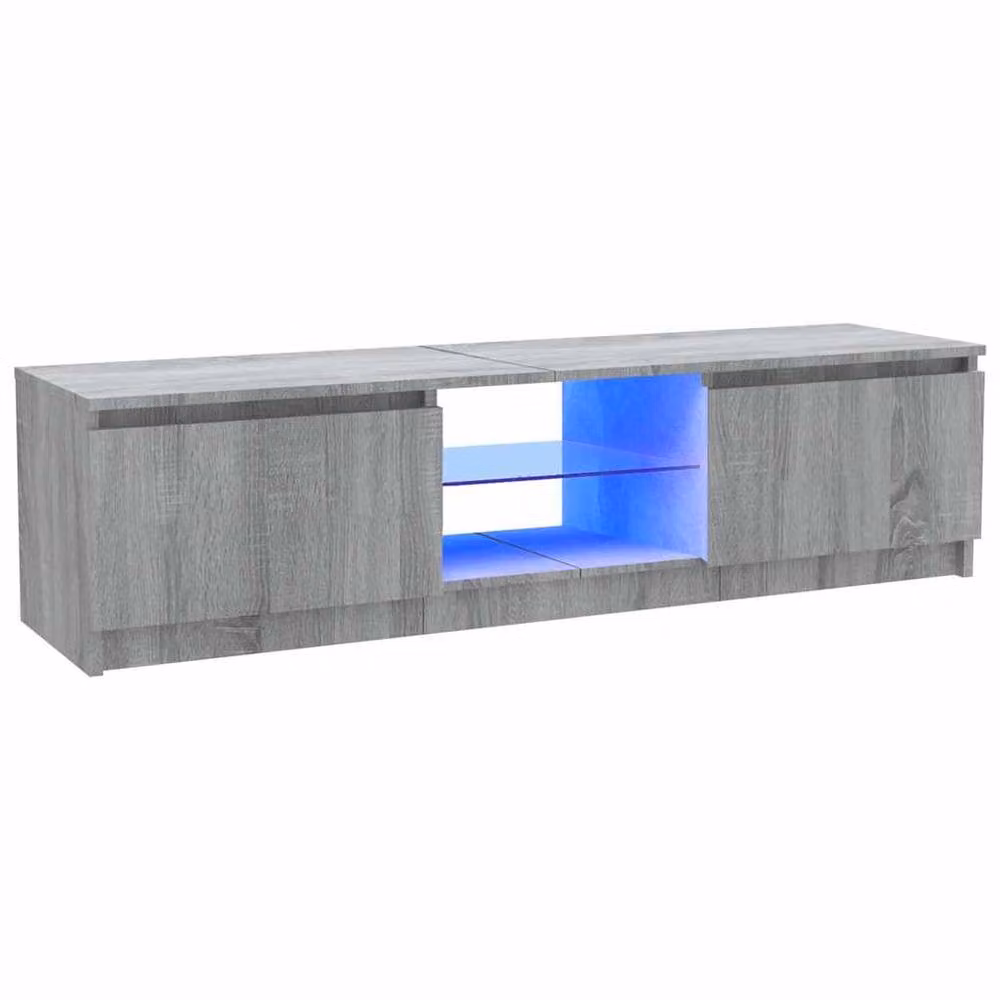 Berkfield Home Modern TV Cabinet with LED Lights in Grey Sonoma, W: 120 cm, D: 30 cm, H: 35.5 cm – 2