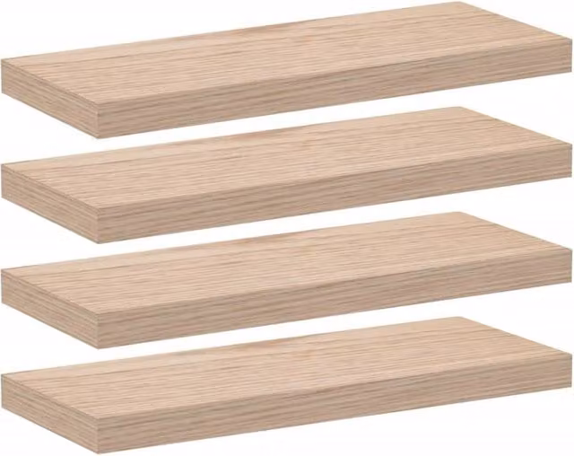 Berkfield Home Floating Shelves, 4 Piece Set in Beige Oak, W/D/H: 60 x 23.5 x 4 cm – 1