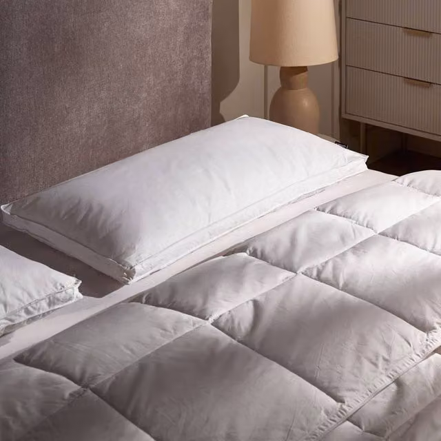Wyld and Coco 2 Pack White Duck Down and Feather Pillows, W/D/H: 80 x 40 x 11 cm – 1