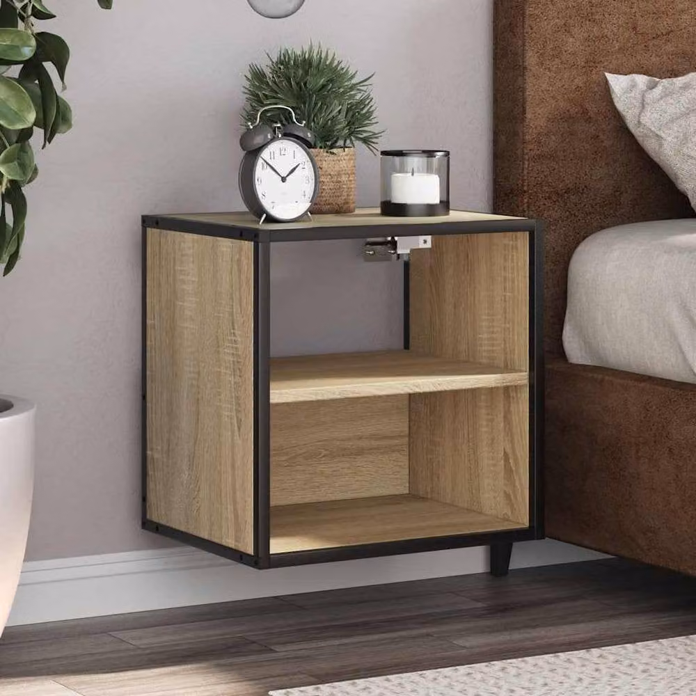 Berkfield Home Wall-mounted Bedside Cabinet in Sonoma Oak, Light Tan, W: 40 cm, D: 31 cm, H: 39.5 cm – 2