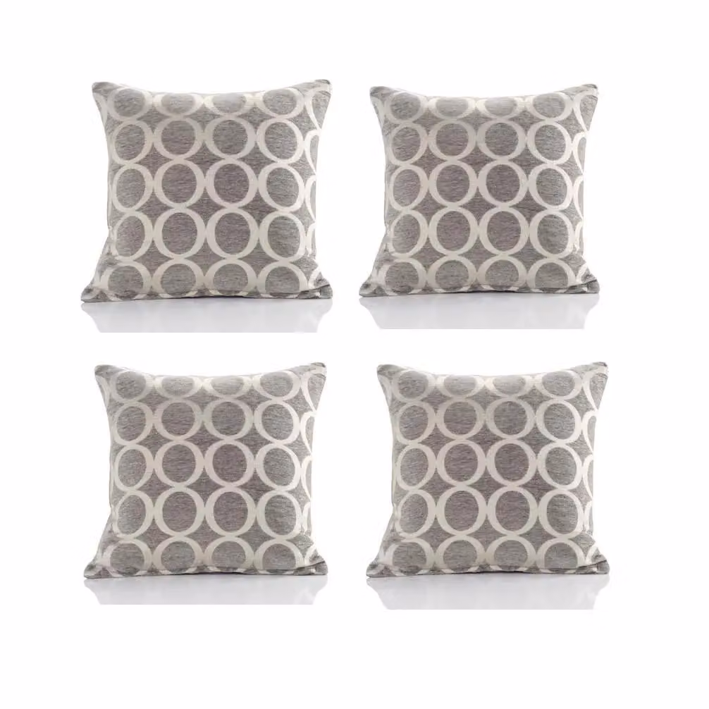 Luxor Living Set of 4 Silver and Grey Chenille Square Cushions, W/D/H: 45 x 45 x 45 cm – 2