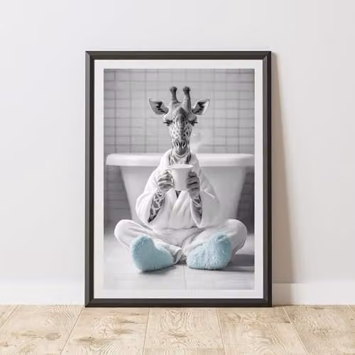 60 Second Makeover Giraffe Fluffy Socks Quirky Animal Print Paper Poster, A3