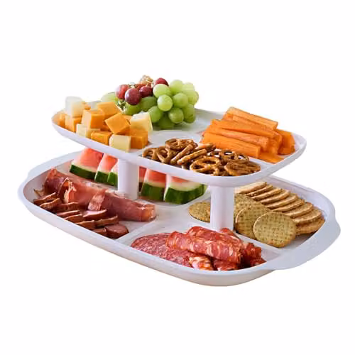 Coopers of Stortford 2 Tier Rectangular Melamine Serving Tray in White – 2