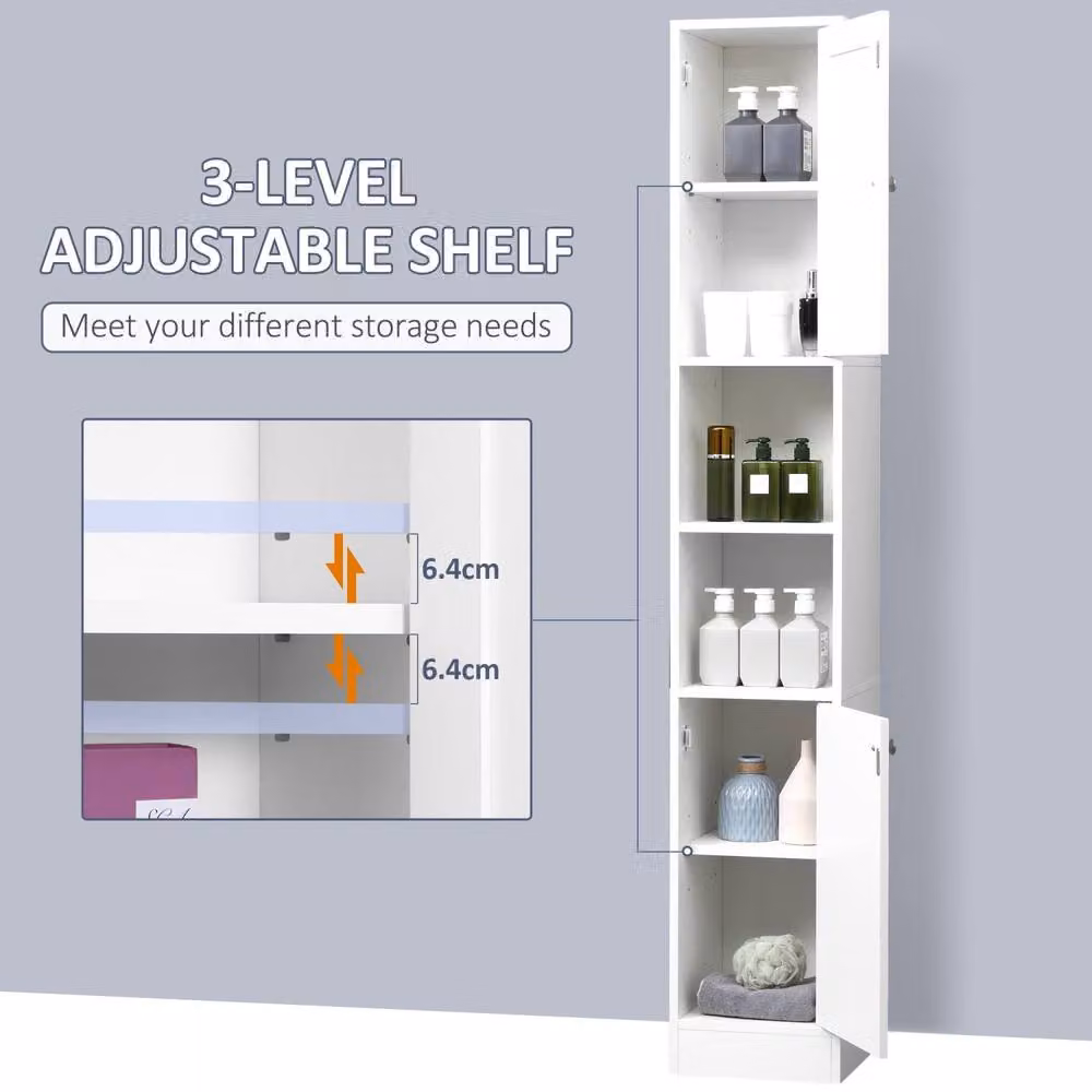 Wyld Haus Sokana Tall Freestanding White Bathroom Cabinet with Mirror and Shelves – 3