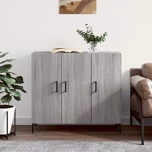 vidaXL Modern Grey Sonoma Sideboard in Engineered Wood W/D/H: 90 x 34 x 80 cm – 2