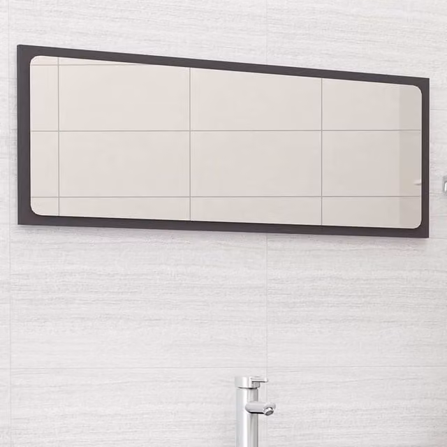 Berkfield Home Modern Rectangular Wall Bathroom Mirror in Grey, W: 37 cm, D: 1 cm, H: 100 cm
