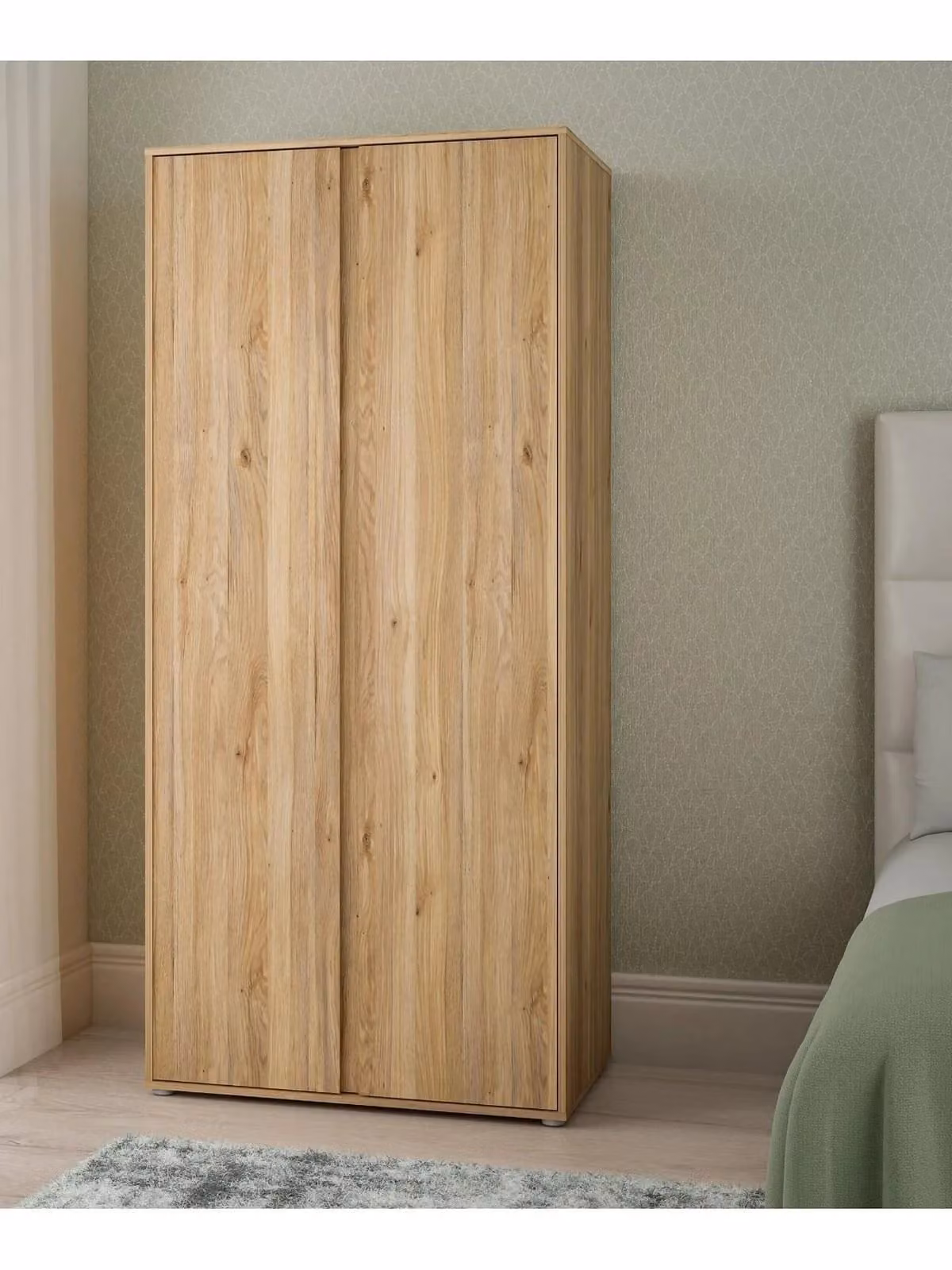 Lisson 2 Door Wardrobe in Brown with Minimalist Design and Internal Shelves