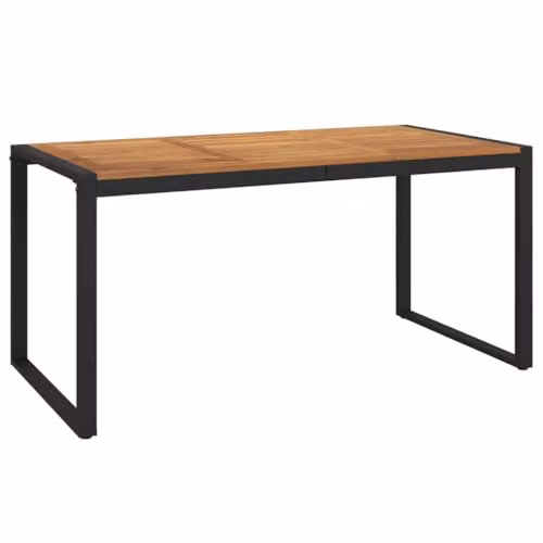 vidaXL Garden Table with U-shaped Legs in Brown and Black Acacia Wood, W: 160 cm, D: 80 cm, H: 75 cm – 1