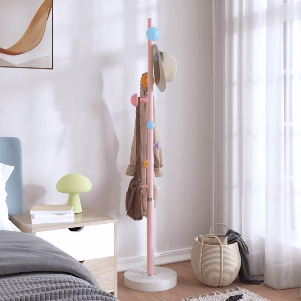 Berkfield Home Pink Post Tree Coat Stand with Distributed Point Hooks, Height: 172 cm – 2