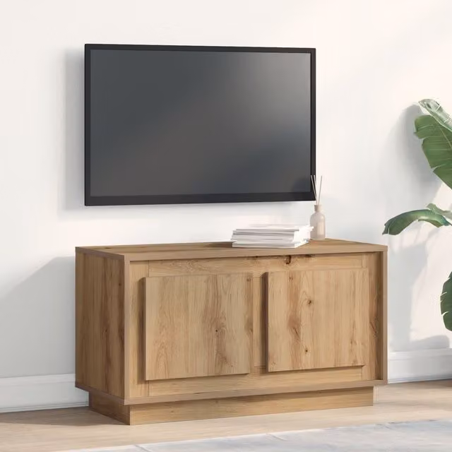 Berkfield Home Artisan Oak TV Cabinet in Brown, W/D/H: 80 x 35 x 45 cm