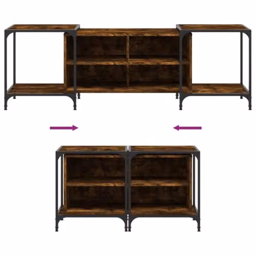 vidaXL Modern Oak TV Cabinet in Grey and Brown, W: 153 cm, D: 37 cm, H: 50 cm – 3
