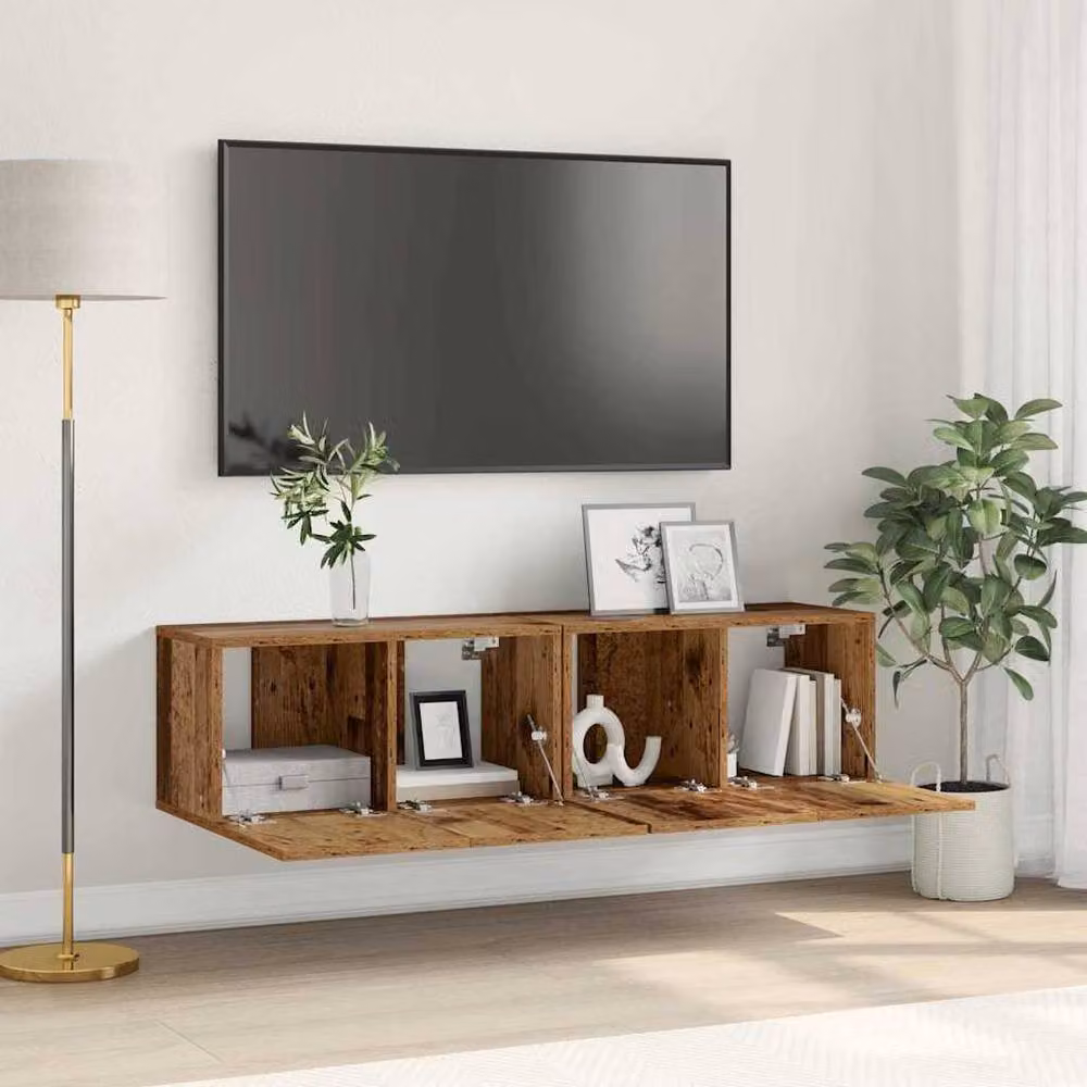 Berkfield Home Rustic Reclaimed Wood TV Cabinet Set in Brown and Multicolour – 2