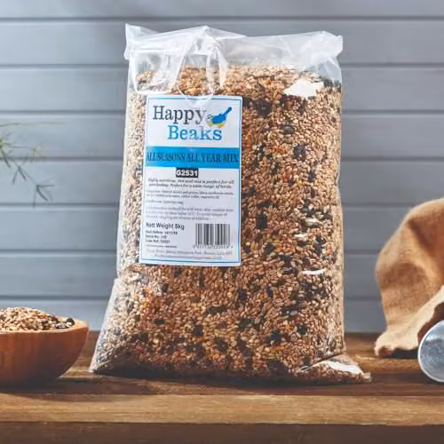 Thompson & Morgan Happy Beaks Bird Feeder Triple Pack with Seed Mix, Fat Balls and Peanuts in Black Metal – 2