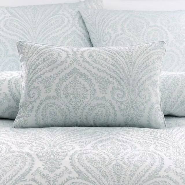 Portfolio Home Montpellier Paisley Jacquard Filled Boudoir Cushion in Light Green, W/D/H: 50 x 32 x 30 cm