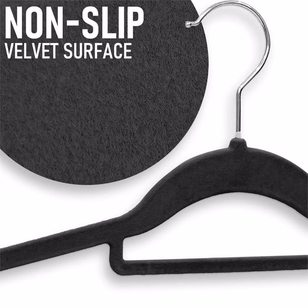 NESTLUNE 30 Pack Black Non Slip Velvet Flocked Clothes Hangers – 4