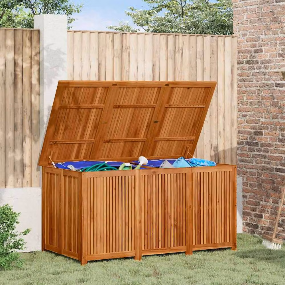 Berkfield Home Garden Storage Box in Brown Solid Acacia Wood, W/D/H: 150 x 80 x 75 cm – 2