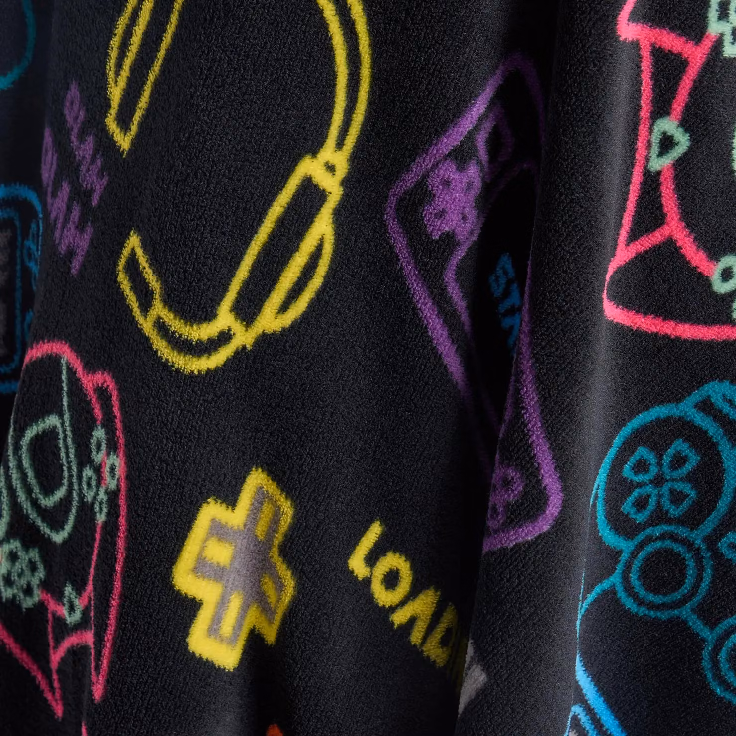 OHS Kids Black Fleece Gaming Wearable Hooded Blanket with Sleeves – 4