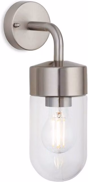 Firstlight Lighting Brisbane Modern Cylinder Wall Light in Grey Stainless Steel with IP44 Rating for Garden Use