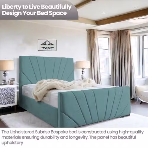 Living Comfort Bedz Sunrise Lined Panel Bed in Emerald Green Plush Velvet with Solid Wooden Slats, Super King Size, W/D/H: 200 x 180 x 127 cm – 4