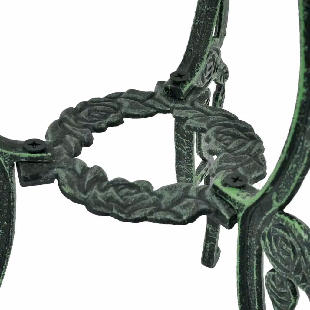 Berkfield Home 3 Piece Cast Aluminium Bistro Set in Green with Floral Vintage Design – 2
