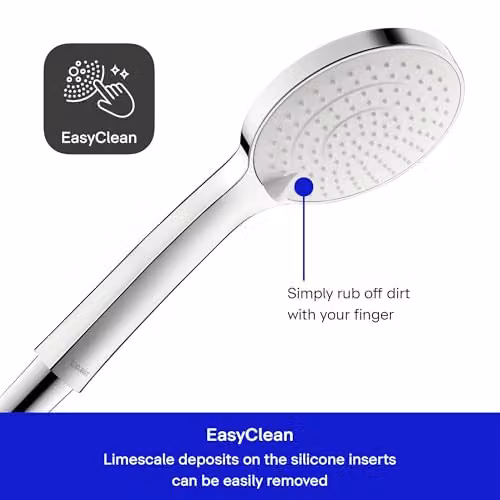 Duravit Round Anti-Limescale Rain Hand Shower in Chrome and White – 3