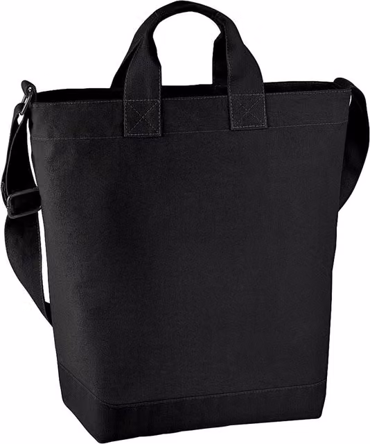 Bagbase Black Canvas Daybag and Shopping Bag with Hold and Strap, 14 l