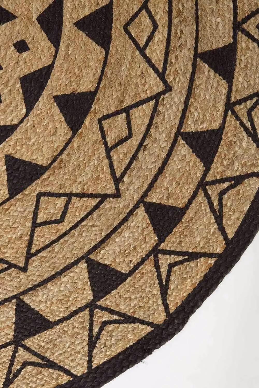 Homescapes Mandala Braided Jute Round Rug in Black and Beige, Diameter: 90 cm – 3