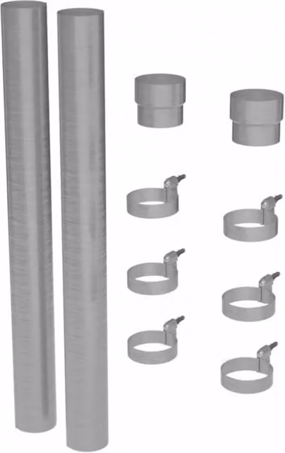 Galeco Galvanised Steel Round Socket Downpipe Kit in Silver, 100mm Diameter