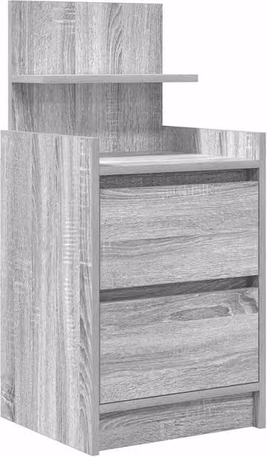 Berkfield Home Bedside Cabinet with 2 Drawers, Grey Sonoma, W/D/H: 38 x 34 x 80 cm