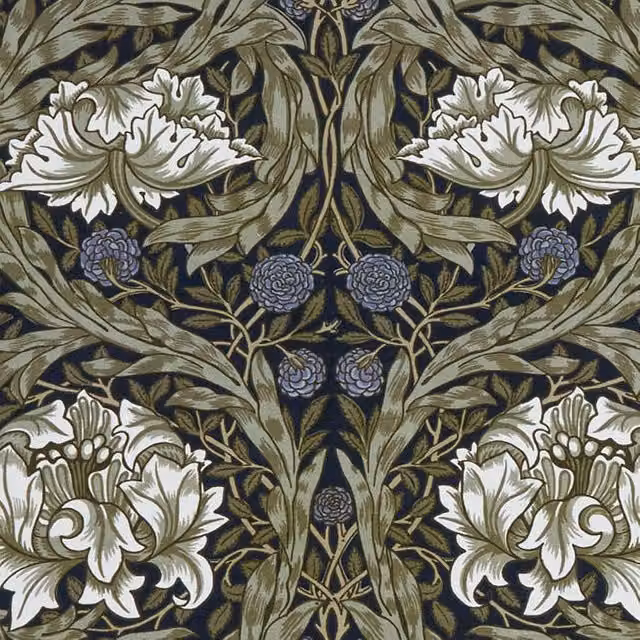 William Morris At Home African Marigold Fabric in Blue and Multicolour