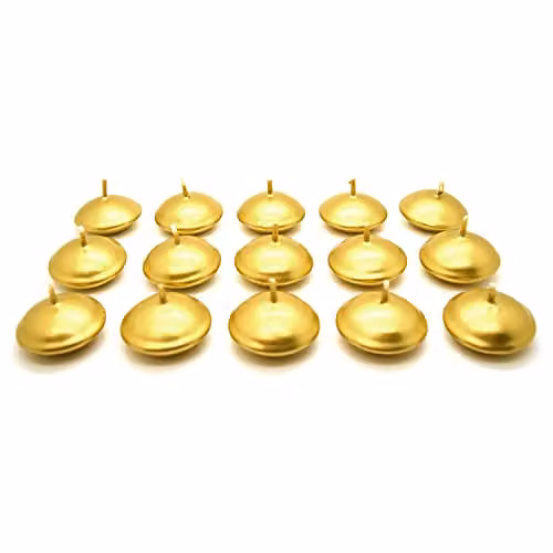 SolaDirect Unscented Metallic Gold Floating Paraffin Wax Candles, Pack of 15