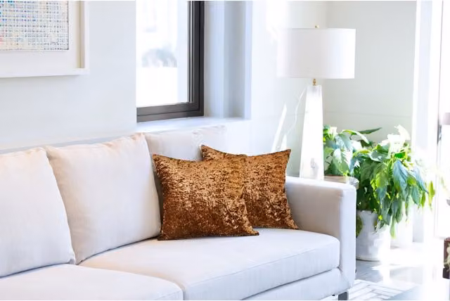 NewEdgeBlinds Brown Plain Square Velvet Cushion Cover, W: 43 cm
