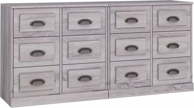Berkfield Home Set of 2 Grey Sonoma Sideboards in Matt MDF