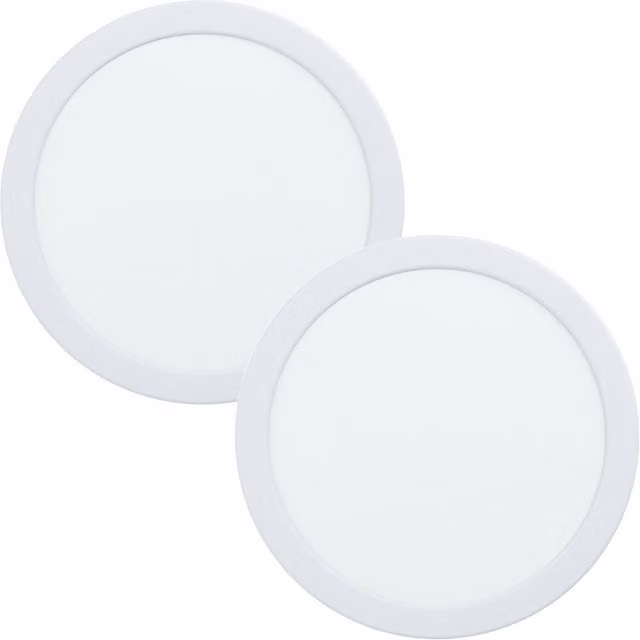 Loops 2 Pack White LED Flush Downlight for Wall or Ceiling, 16.5W, 4000K Cool White, 21.6 cm Diameter