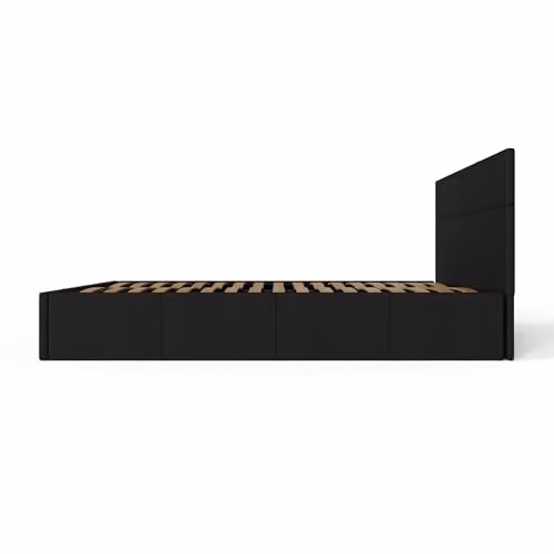 GFW Small Double Black Upholstered Ottoman Bed Frame with Hydraulic Lift and Stitched Headboard, W/D/H: 120 x 200 x 39 cm – 4
