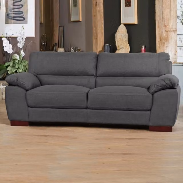 Artemis Home Westbrook 3 Seat Upholstered Fabric Sofa in Grey with Ash Wood Frame – 1