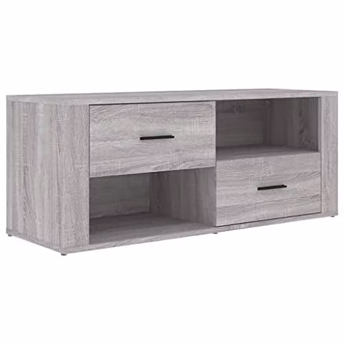 vidaXL Modern Grey Sonoma TV Cabinet in Engineered Wood, W: 100 cm, D: 35 cm, H: 40 cm