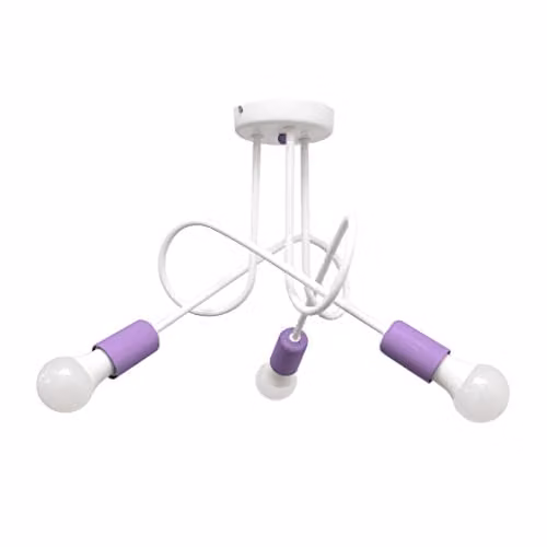Netlighting Oxford Multi Arm Semi Flush Ceiling Light in White and Purple, Diameter: 50 cm